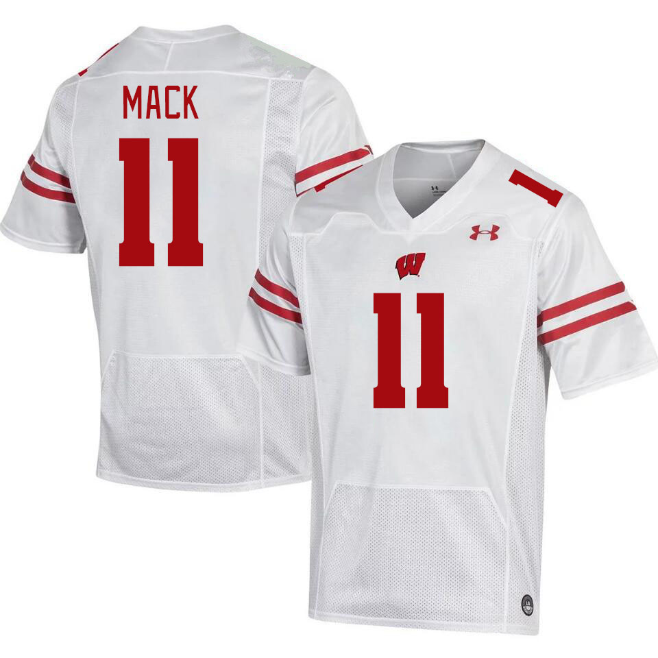 Men #11 Michael Mack Wisconsin Badgers College Football Jerseys Stitched-White